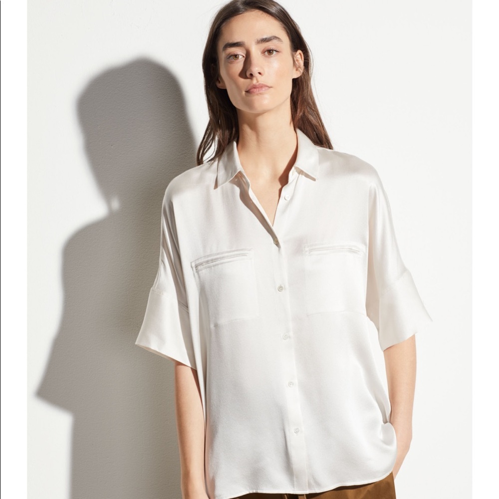 NWOT Vince short sleeve silk blouse size xs